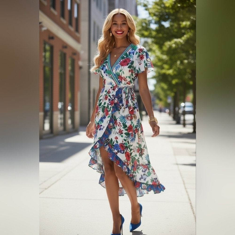 Vibrant Medium Floral Cottagecore Dress